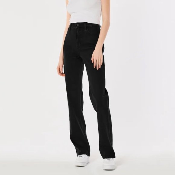 Hollister Jeans Hollister Ultra High Rise Dad Jeans Black Nwt Size R 25x31 Poshmark